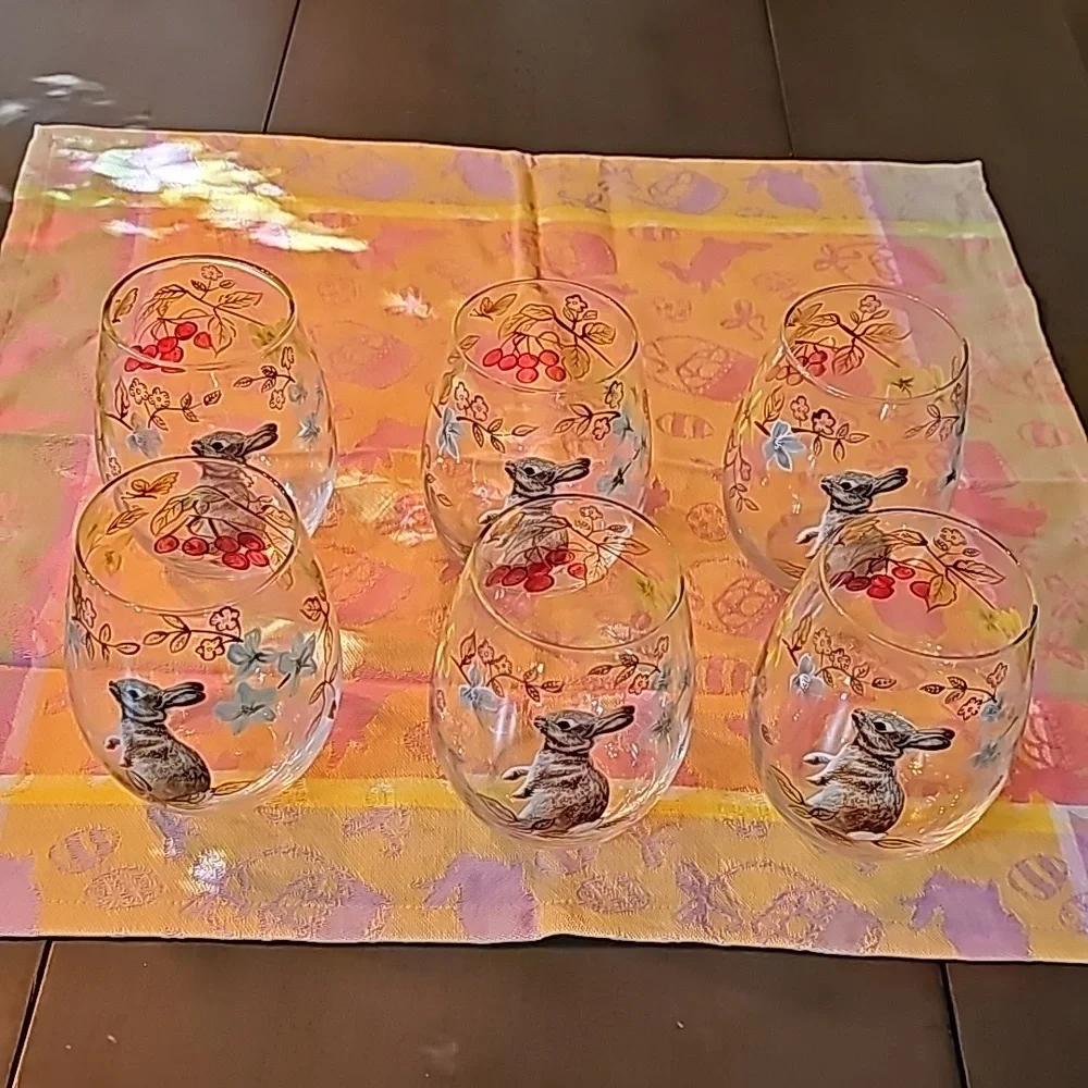 Pier 1 Simon the Bunny Stemless Wine/Water Glasses - Picture 6 of 7